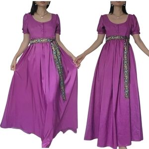 Purple Regency Empire Waist Maxi Dress Size M or L
